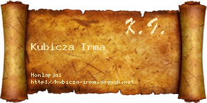 Kubicza Irma névjegykártya