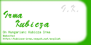 irma kubicza business card